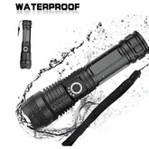 Huitich rechargeable flashlight with adjustable focus and waterproof design with wrist strap